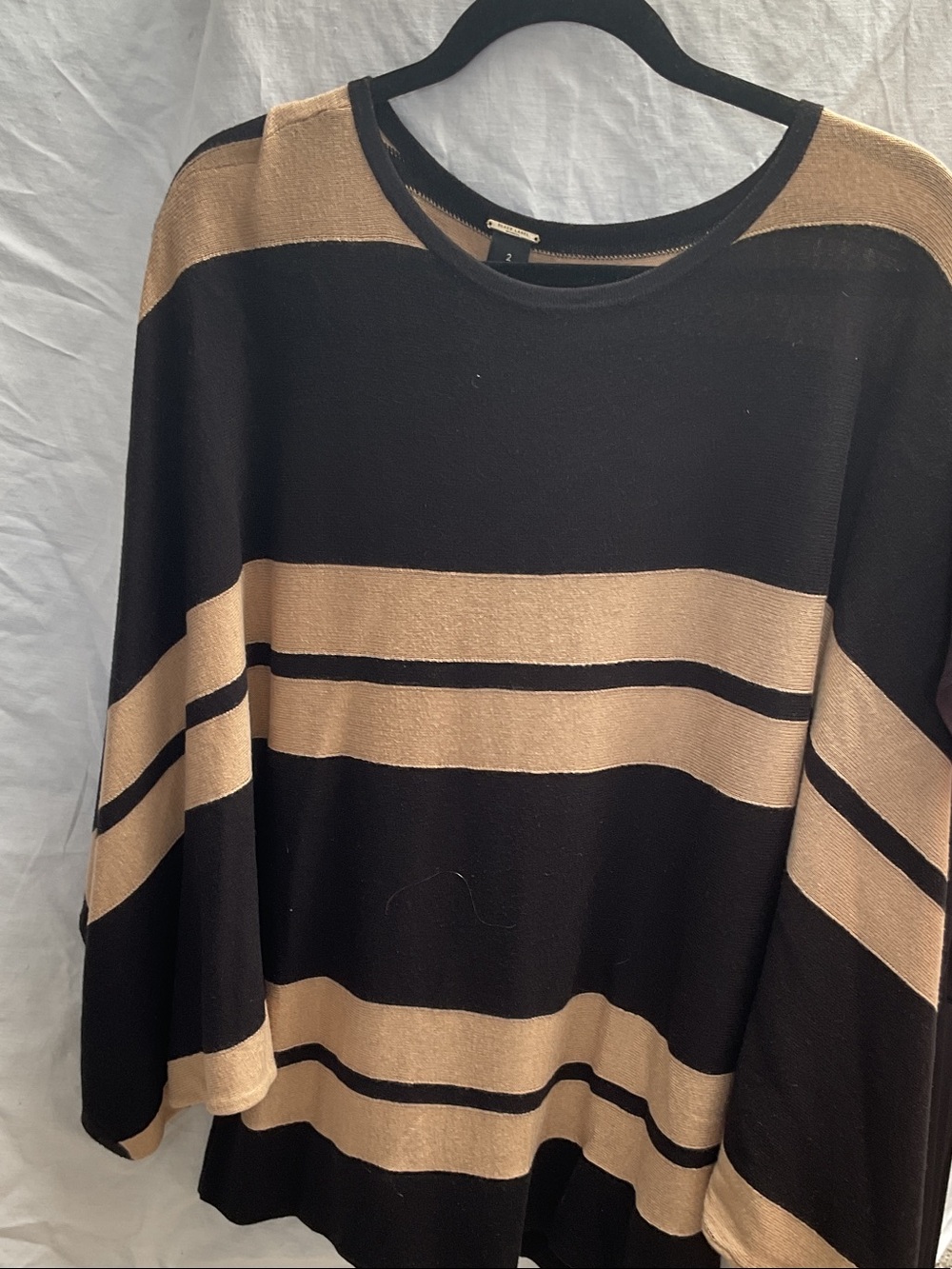 Black label by Chicos and Tan Striped Crewneck Sweater